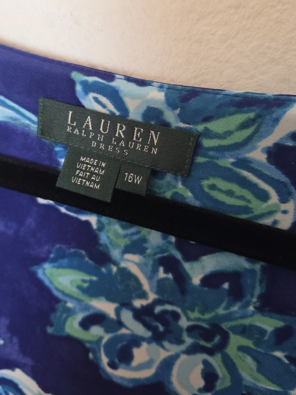 RALPH LAUREN Plus Size 16W Blue Floral Paisley Wrap Dress Stretchy Wedding - Picture 5 of 13